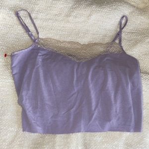 Lilac purple lace trim cami top (cropped)